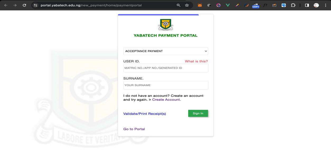 YABATECH Payment Portal