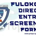 FULOKOJA Direct Entry Screening Form